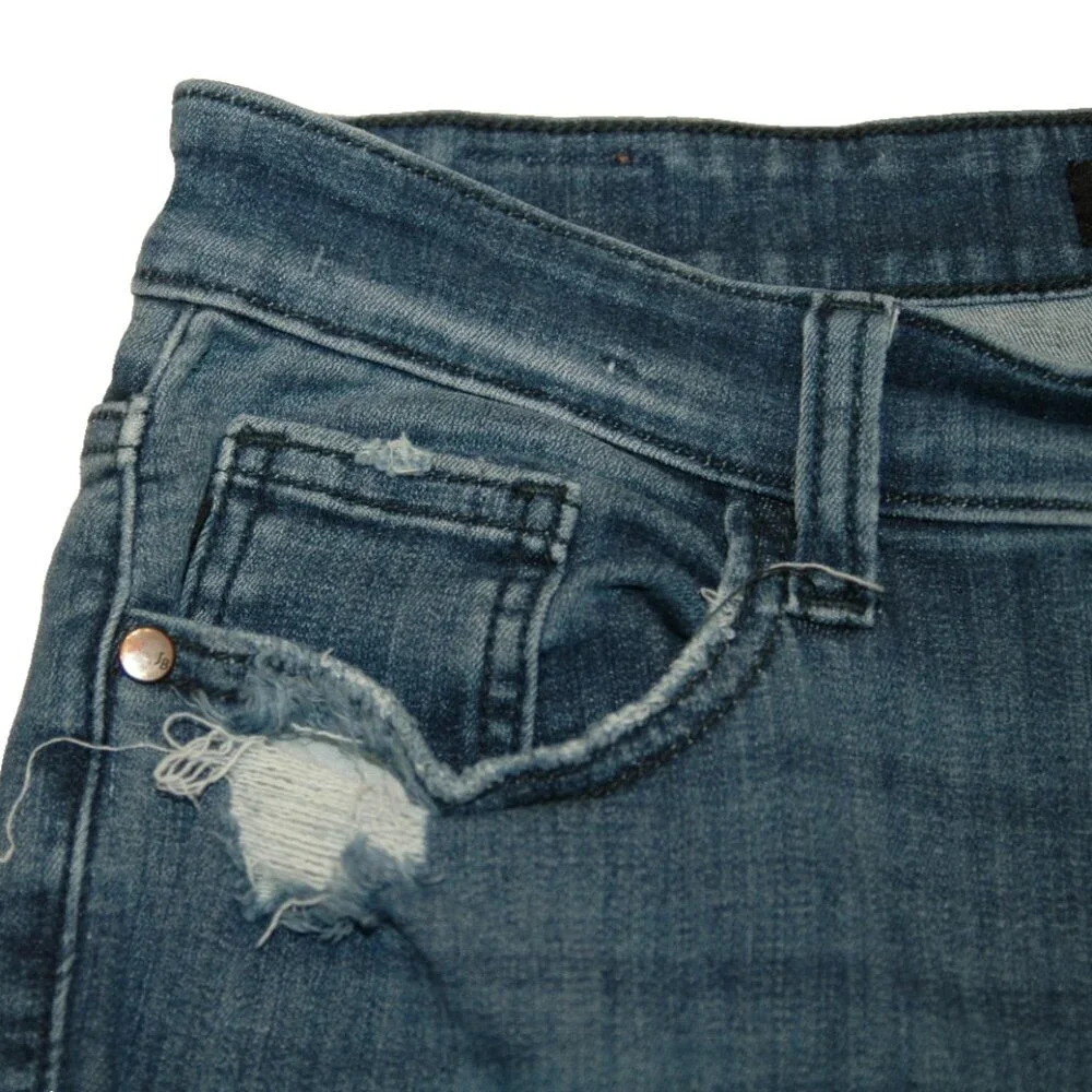 Judy Blue Jeans 9/29 Skinny Fit Capri Los Angeles Distressed Ripped and Tattered